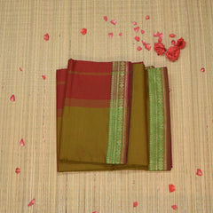Semi silk cotton pista green saree with jari boarder