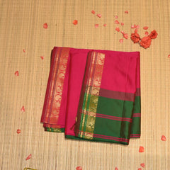 Semi silk cotton pink saree with jarik boarder