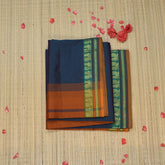 Semi silk cotton purple saree with jari boarder