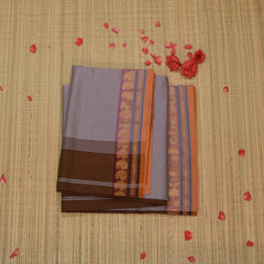 Semi silk cotton blue saree with jari boarder