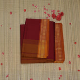 Semi silk cotton red saree with jari boarder