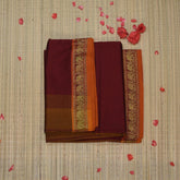 Semi silk cotton maroon saree with jari boarder
