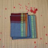 Semi silk cotton pink mix gray saree with jari boarder