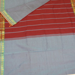 Semi silk cotton pink mix gray saree with jari boarder