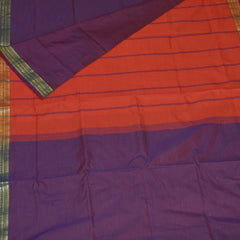 Semi silk cotton violet saree with jari boarder