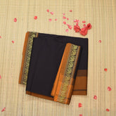 Semi silk cotton brown saree with jari boarder