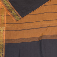 Semi silk cotton brown saree with jari boarder