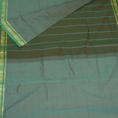 Semi silk cotton teal green saree with jari boarder