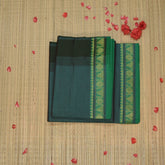 Semi silk cotton teal green saree with jari boarder