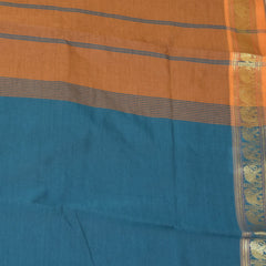 Semi silk cotton rama green saree with jari boarder