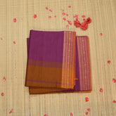 Semi silk cotton purple saree with jari boarder
