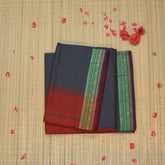 Semi silk cotton rama green saree with jari boarder