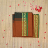 Semi silk cotton cream saree with jari boarder