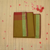 Semi silk cotton pista green saree with jari boarder