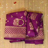 Banarasi Rani Pink Saree Jari Boarder with Blouse
