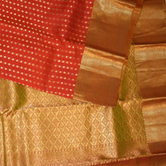 Kanchi silk red saree with jari boarder with 2grms jari