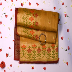 Benerasi tussar georgette mustard yellow saree