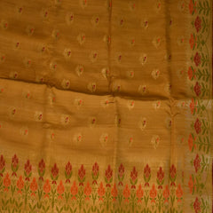 Benerasi tussar georgette mustard yellow saree