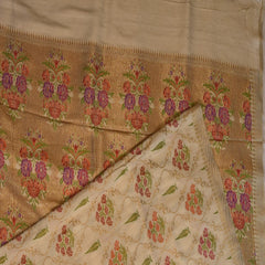Benarasi georgette half white saree with multi color thread work