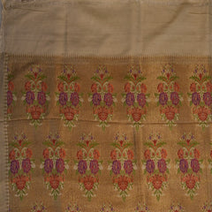 Benarasi georgette half white saree with multi color thread work