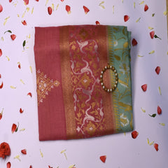 Benarasi georgette sky blue saree with thread & jari work