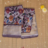 Ikkat pure silk saree lavender saree with silk jari boarder