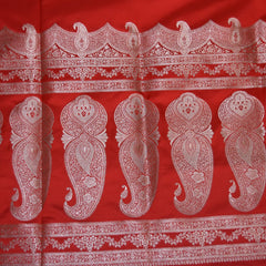 Art Silk Benarasi red saree with jari boarder