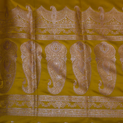 Art Silk benarasi musturd yellow saree with silver jari boader