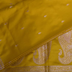Art Silk benarasi musturd yellow saree with silver jari boader