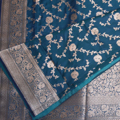 Art Silk benarasi shot blue saree with jari boarder