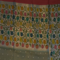 Benarasi georgette pastel green saree with multi color boarder