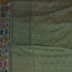 Benarasi georgette pastel green saree with multi color boarder