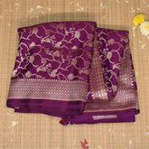 Art Silk benarasi dark magenta saree with jari work and boarder
