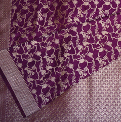 Art Silk benarasi dark magenta saree with jari work and boarder