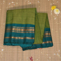 Gadwal pure silk leaf green saree with jari boarder