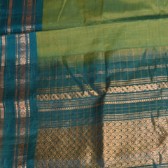 Gadwal pure silk leaf green saree with jari boarder
