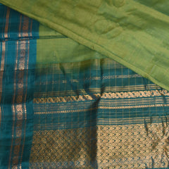 Gadwal pure silk leaf green saree with jari boarder