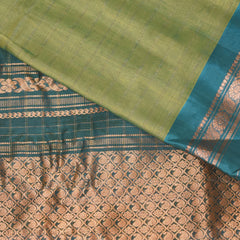 Gadwal pure silk leaf green saree with jari boarder