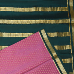 Mysore crepe silk coral pink saree with jari boarder