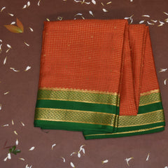 Mysore crepe silk fire orange saree with jari boarder