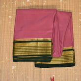 Mysore crepe silk salmon pink saree with jari boarder