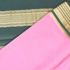 Mysore crepe silk salmon pink saree with jari boarder