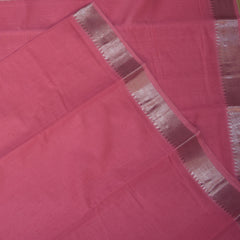 Mangalagiri Pure Cotton Rose pink saree with silver jari boarder