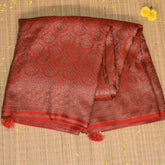 Georgette tussar red saree with full jari work and boarder