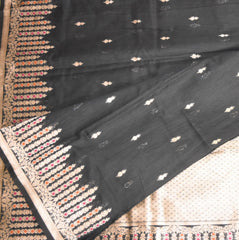 Semi Silk Cotton Black Saree with jari boarder