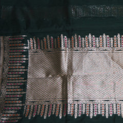 Semi Silk Cotton Bottle Green saree with jari boarder