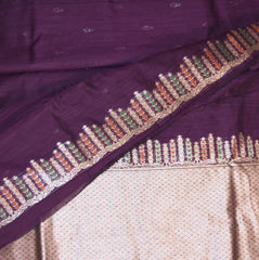 Semi Silk Cotton Purple saree with jari boarder