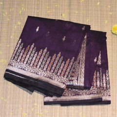 Semi Silk Cotton Purple saree with jari boarder