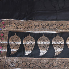 Semi Silk Cotton Black saree with jari Boarder