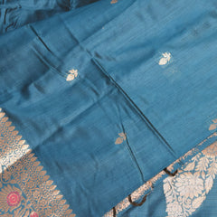 Semi Silk Cotton Navy Blue Saree with jari boarder